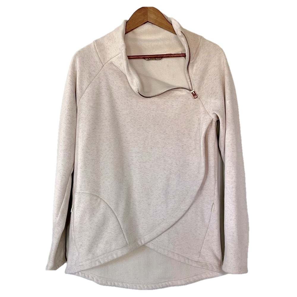 Athleta Cozy Karma Asymmetrical Pullover Sweatshirt Gray Size S